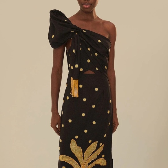 NEW Farm Rio Banana Tree Tie Euroflax™ Premium Linen Dress XS - Picture 2 of 12